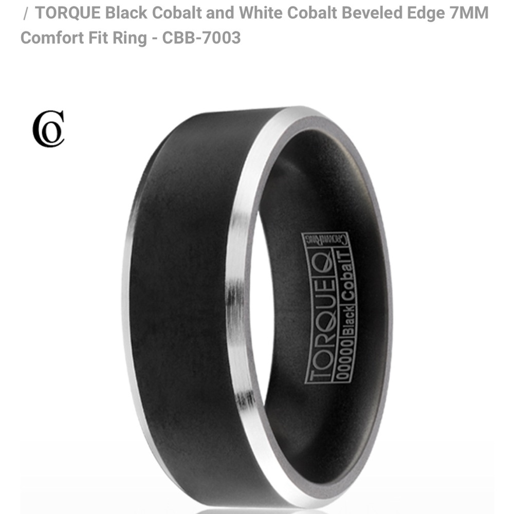 Men wedding band black cobalt size 9.5